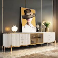 Yelly Modern White Tv Stand With Oval