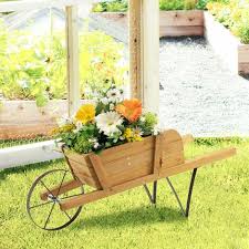 Wooden Wagon Planter Stand Garden Patio