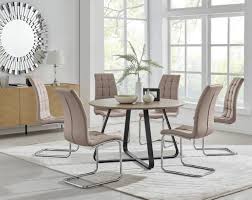 Lazy susan on table included. Santorini Brown Round Dining Table And 6 Murano Chairs Furniturebox