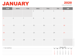 January 2020 Calendar For Powerpoint And Google Slides