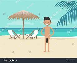 Nudist Beach Young Character On Vacation Stock Vector (Royalty Free)  1120416794 | Shutterstock