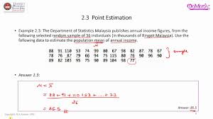 The malaysian population consists of people of different races, religions and race. Example And Solution For Point Estimation For Population Mean And Population Variance Youtube