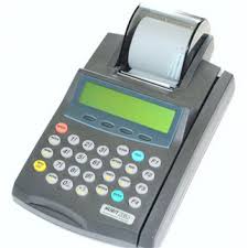 Cash register and thermal paper rolls. Nurit 2085 Credit Card Terminal Paper