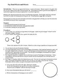 Transcribed image text from this question. Mitosis And Meiosis Simulation Lab Using Pop Beads Cell Division Biology Classroom Science Cells Meiosis