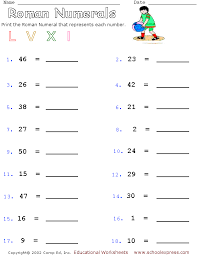 Roman Numerals Worksheets Number Words Worksheets