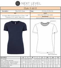Next Level Apparel T Shirt Size Chart Rldm