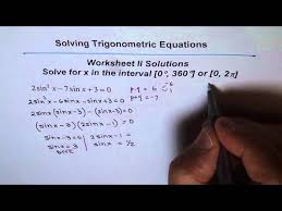Trigonometric Equations Worksheet 2