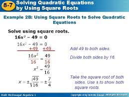solving quadratic equations 8 7 by