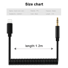 Phaden Aux Cord For Iphone X 8 Spring Audio Adapter Cable With 3 5mm Headphone Jack 90 Degree Extend To 6ft For Iphone 7 7 Plus 8 8 Plus X Xs Xr