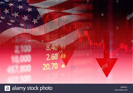 Usa America Stock Market Crisis Red Price Arrow Down Chart