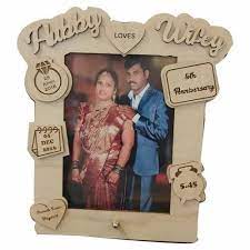 brown wooden anniversary photo frame