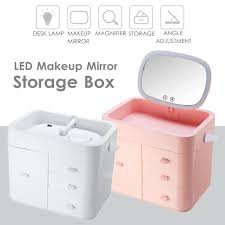 Led Makeup Mirror Storage Box 10x Magnifying Folding Cosmetic Organizer Stand Buy At A Low Prices On Joom E Commerce Platform
