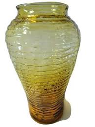 12 vintage amber art glass vase urn