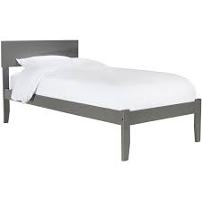 Solid Wood Platform Full Bed In Gray