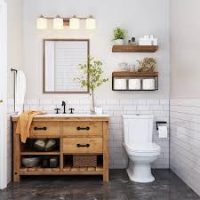 15 7 In W X 6 7 In D Brown Wood Bathroom Shelves Over Toilet Floating Farmhouse Set Of 2 Decorative Wall Shelf