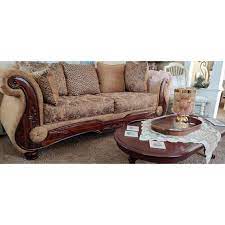 Traditional Tan Chenille Upholstered
