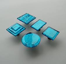 Lagoon Blue Fused Glass Knob Turquoise
