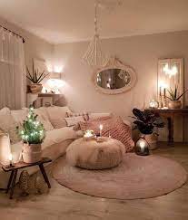 rose gold living room and pink decor