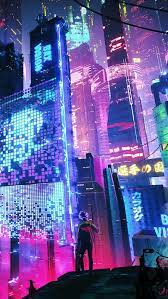 Neon city, town, lights, run, HD mobile ...