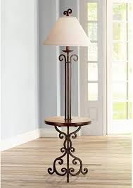 Franklin iron works hy16lp0246 garryton floor lamp. Traditional Rustic Farmhouse Vintage Floor Lamp With Tray Table Iron Rust Scroll Wooden Off White Fabric Empire Bell Shade For Living Room Reading House Bedroom Home Office Franklin Iron Works