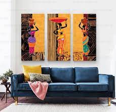 African Wall Art Set Of 3 Black Women