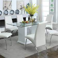 Furniture Of America Canta Tempered Glass Top Dining Table In White