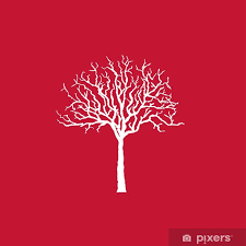Wall Mural Icon White Tree On Red