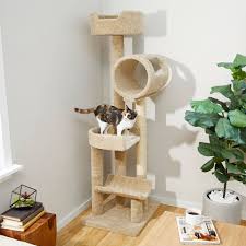 69 in real carpet wooden cat tree