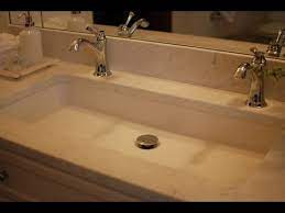 Sink faucet, double handle bathroom faucets : Trough Bathroom Sink With Two Faucets Youtube