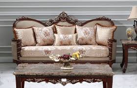 Light olive victorian blooming roses vtg reproduction chair sofa cover sets. Azalea Victorian Sofa Luxury Couch Beige Floral Print Carved Wood Frame