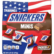 snickers red white blue minis size