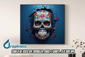 Sugar Skull Smashed Wall Background 04