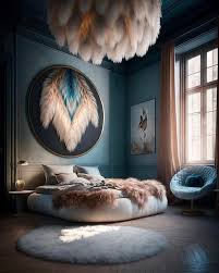 A Bedroom With A Large Painting Of