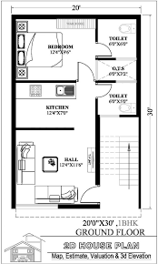 20x30 House Plan Best 600 Sqft 1bhk