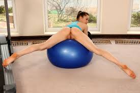 Pandora B Haenca Bottomless Exercise With Blue Fitness Ball Sultry.