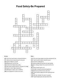 food safety be prepared crossword puzzle