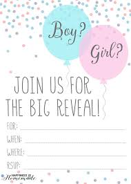 Baby Gender Reveal Party Ideas Free Printable Invitation