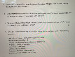 Solved 1 How Much Is Annual Mortgage Insurance Premium