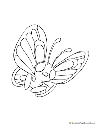 We provide coloring pages, coloring books, coloring games, paintings, coloring pages caterpie is a pokémon that resembles a green caterpillar. Pokemon Butterfree Coloring Page Coloring Page Central