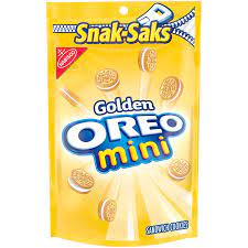 Double stuffed oreo snack cookies are great sweet chocolate snacks for sharing with friends, serving at parties or enjoying with a glass of cold milk. Amazon Com Oreo Mini Golden Sandwich Cookies Vanilla Flavor 1 Resealable Snak Sak Grocery Gourmet Food