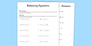 Year 5 Balancing Equations Worksheet