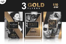 3 Gold Elegant Flyer Templates