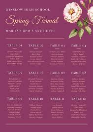 Maroon Floral Vintage Spring Formal Seating Chart