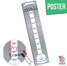 Goal Setting Fundraising Donation Thermometer 48x11 Dry Erase Reusable Paper Poster Fundraiser Milestone Company Goals Chart Office Wall