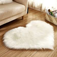small heart shape faux sheepskin rug