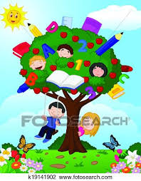 Clipart Of Cartoon Children Playing In An Appl K19141902 Search