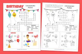 birthday crossword puzzle for kids