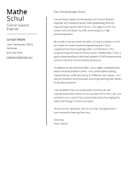 control systems engineer cover letter