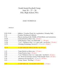 South Sound Football Camp 2013 Schedule By Kentridge