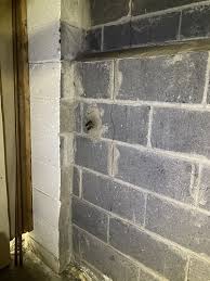cement block basement wall with ledge